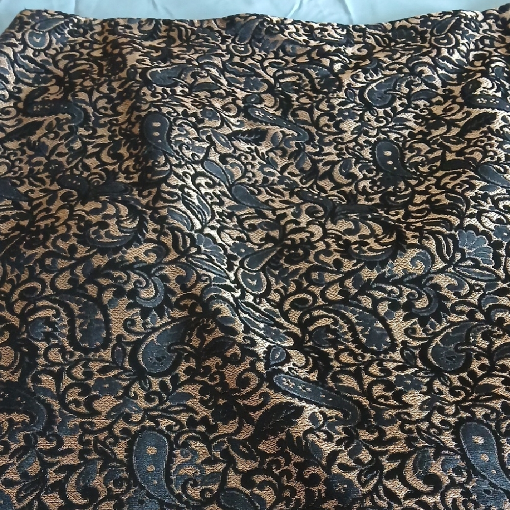 Worthington Elegant Black and Gold Paisley Skirt